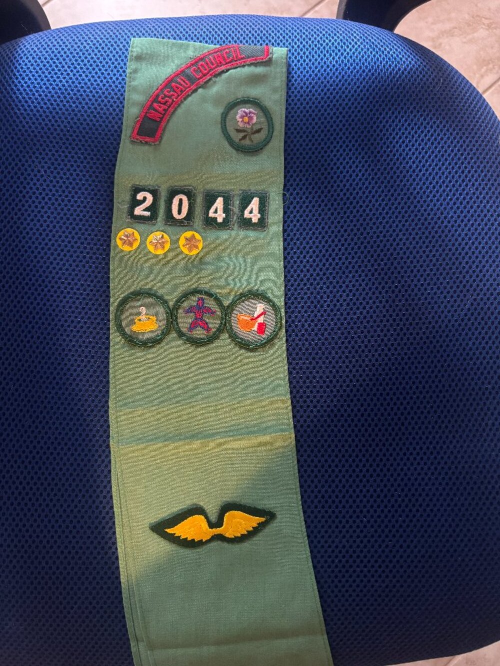 Vintage Girl Scout Sash with Badges